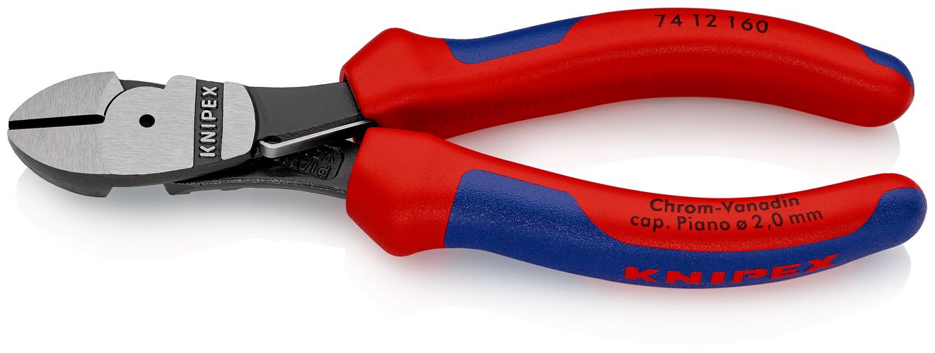 KNIPEX 74 12 160 High Leverage Diagonal Cutter with multi-component handles black atramentized 160 mm 74 12 160 4003773065111