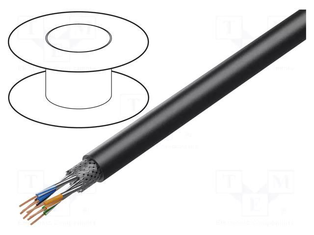 Wire: data transmission; ETHERLINE® Cat.5; 4x2x26AWG; black; Cu LAPP ETH-CE217489