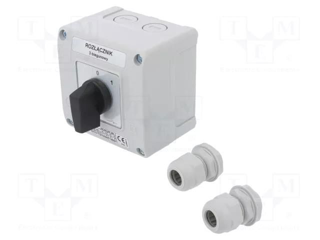 Switch: cam switch; Stabl.pos: 2; 16A; 0-1; flush mounting; Poles: 3 SPAMEL SK16-2-8211-OB11