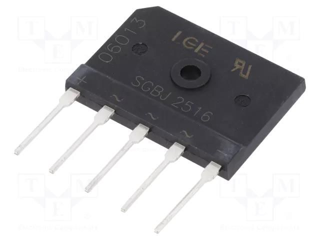 Bridge rectifier: three-phase; Urmax: 1.6kV; If: 25A; Ifsm: 300A LUGUANG ELECTRONIC SGBJ2516-LGE