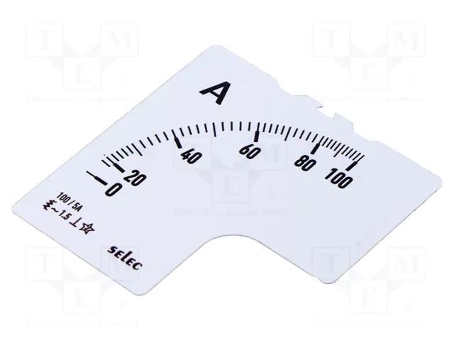 Scale; for analogue ammeter; I AC: 0÷60A; 90°; SCL-AM-I-2 SELEC SCL-AM-I-2-60/5A
