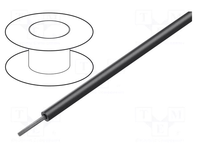Wire; ThermoThin; stranded; Cu; 24AWG; PFA; black; 600V; 30.5m; 100ft ALPHA WIRE 2624-BK005