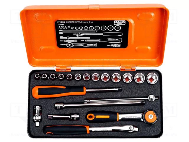 Wrench-set; 6-angles,socket spanner; 1/4"; 20pcs. BAHCO SA.6715MG