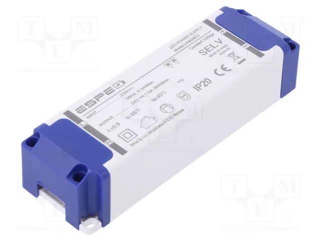 Power supply: switching; LED; 36W; 24VDC; 1.5A; 220÷240VAC; IP20 ESPE LN3624CV