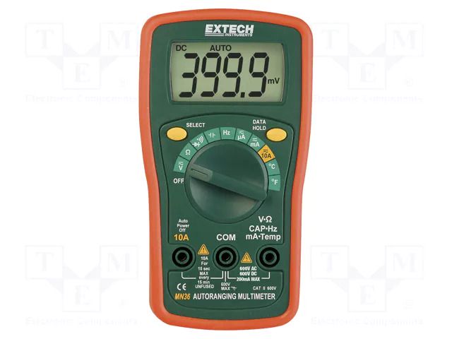 Digital multimeter; LCD; (3999); VDC: 400mV,4V,40V,400V,600V EXTECH MN36
