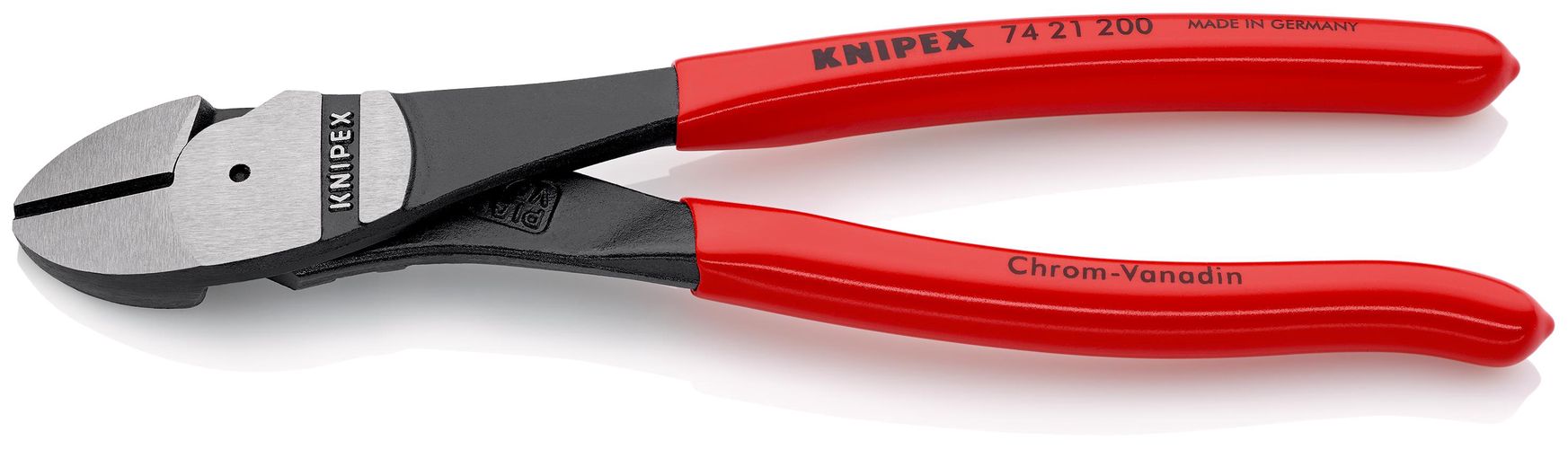 KNIPEX 74 21 200 High Leverage Diagonal Cutter plastic coated black atramentized 200 mm 74 21 200 4003773050483