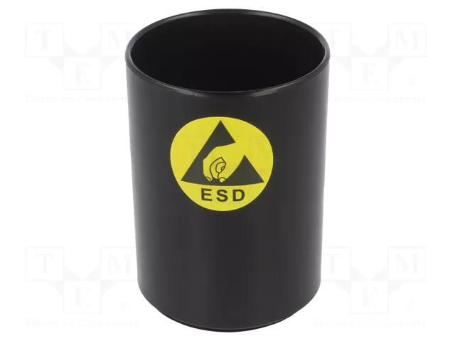 Pen holder; ESD; H: 115mm; Ø: 75mm; black STATICTEC PRT-STS1005