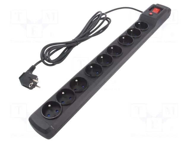 Plug socket strip: protective; Sockets: 9; 250VAC; 10A; black ARMAC M9/30/CZ