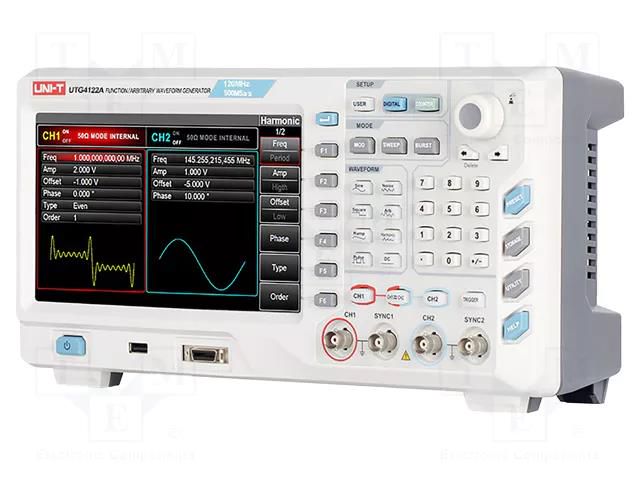 Generator: arbitrary, function; 120MHz; LCD TFT 8"; 800x480; Ch: 2 UNI-T UTG4122A