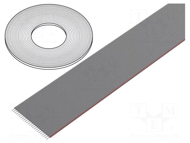 Wire: ribbon; 1.27mm; stranded; Cu; unshielded; PVC; grey; 76m CONNFLY DS1057-24A282R-250