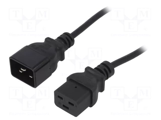 Cable; 3x1mm2; IEC C19 female,IEC C20 male; PVC; 1.8m; black; 16A AKYGA AK-UP-03