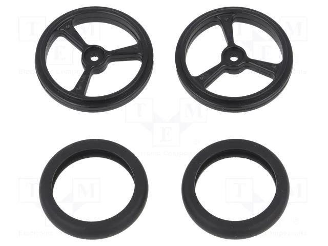 Wheel; black; Shaft: knurled; push-in,screw; Ø: 40mm; W: 7mm; 2pcs. POLOLU POLOLU-4905