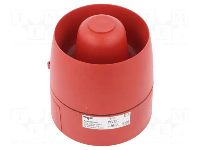 Signaller: sound; siren; 24VDC; 106dB; ES1; IP65; red; Ø93x100mm; ABS AUER SIGNAL C110620005