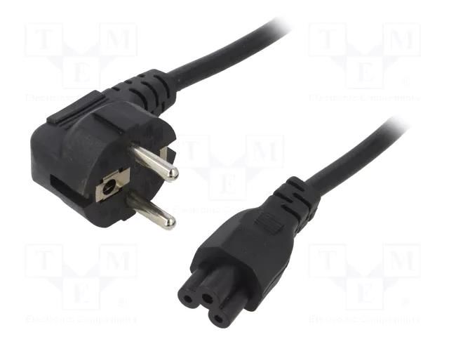 Cable; 3x0.75mm2; PVC; 1m; black; 2.5A; 250V; Core: Cu; clover AKYGA AK-NB-08C
