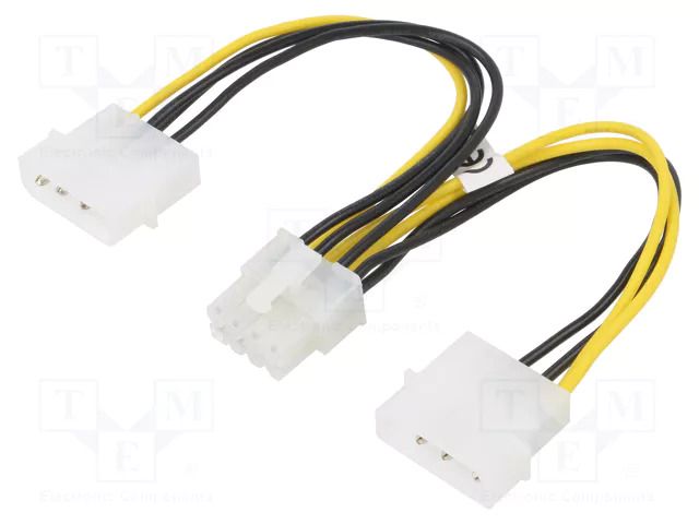 Cable: mains; Molex male x2,PCIe 8pin female; 0.15m GOOBAY 2HDD-PCI-E/8
