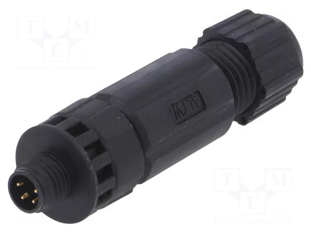 Connector: M8; male; PIN: 4; IP67; straight; for cable; plug AMPHENOL LTW 8P-04BMMB-SL7001