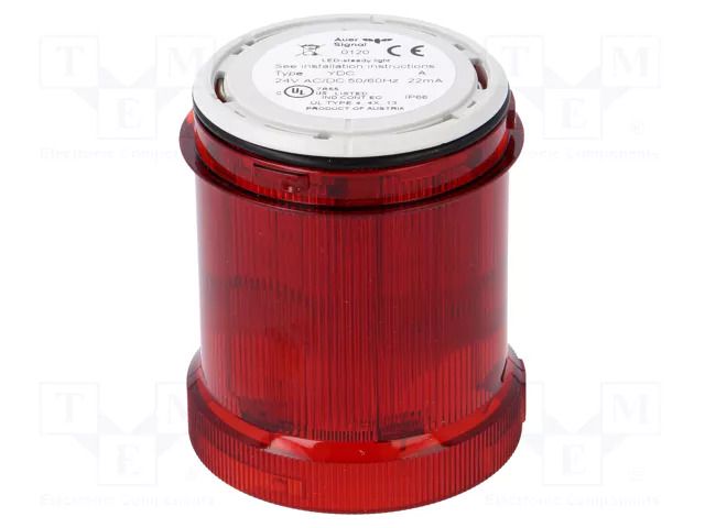 Module: light signaller; red; LED; 24VDC; 24VAC; IP66; Ø63x76mm AUER SIGNAL 901012405