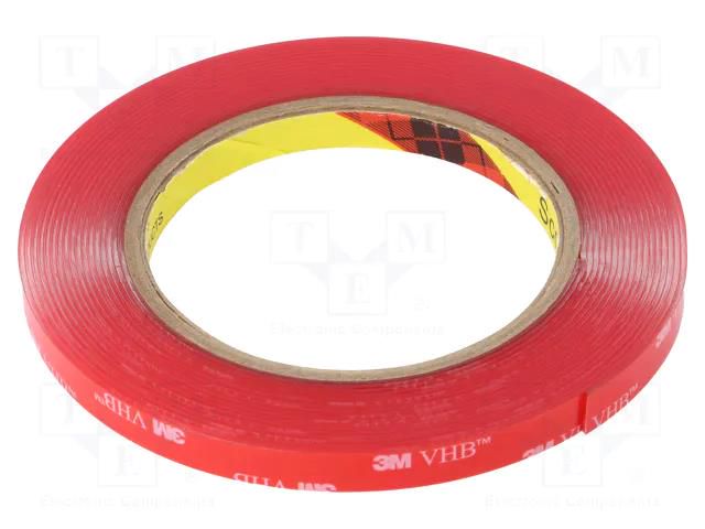 Tape: fixing; W: 9mm; L: 5.5m; Thk: 1mm; acrylic; transparent; UL-746C 3M 3M-4910-9-5.5