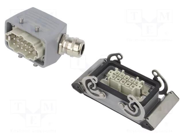 Connector: HDC; male + female; plug + socket,complete set; HE WEIDMÜLLER KIT-HE-P10.110M