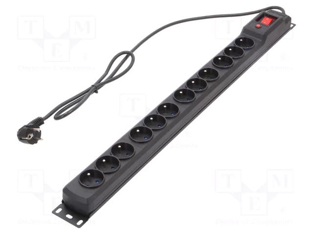 Plug socket strip: protective; Sockets: 12; 250VAC; 10A; black ARMAC M12/15/CZ
