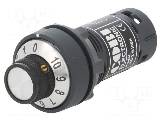 Potentiometer; 22mm; CM22; -25÷70°C; Ø22.5mm; IP65; 100kΩ COBI ELECTRONIC CM22-R100K