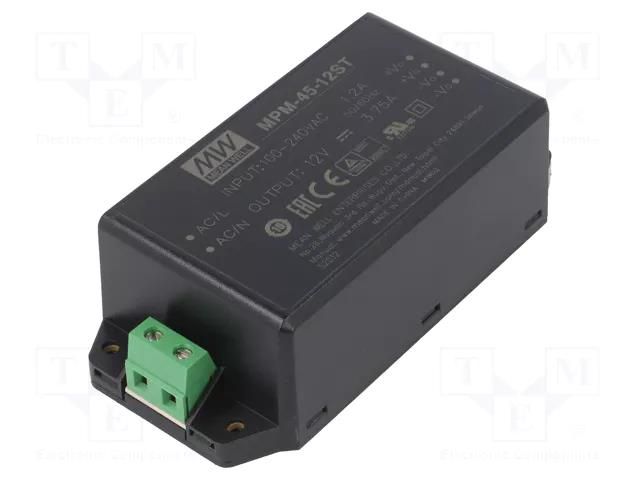 Power supply: switching; for building in,modular; 45W; 12VDC MEAN WELL MPM-45-12ST