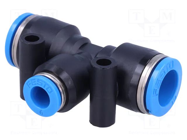 Push-in fitting; straight,T-tap splitter; -0.95÷6bar; PBT; QS FESTO QST-10-6
