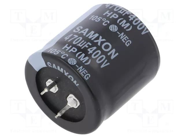 Capacitor: electrolytic; SNAP-IN; 470uF; 400VDC; Ø35x40mm; ±20% SAMXON HP470/400/35X35