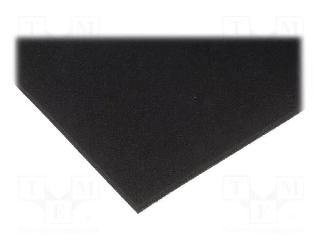 Conductive foam; ESD; L: 550mm; W: 350mm; Thk: 10mm; black STATICTEC PRT-STNBSF64
