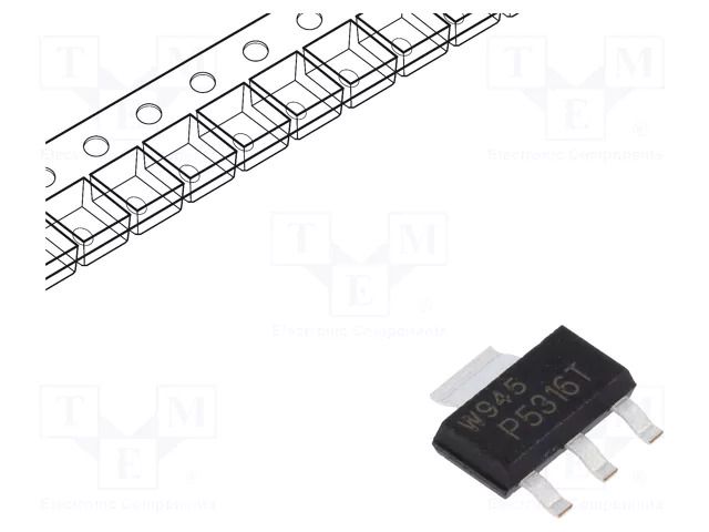 Transistor: PNP; bipolar; 80V; 1A; SC73,SOT223 NEXPERIA BCP53-16TX