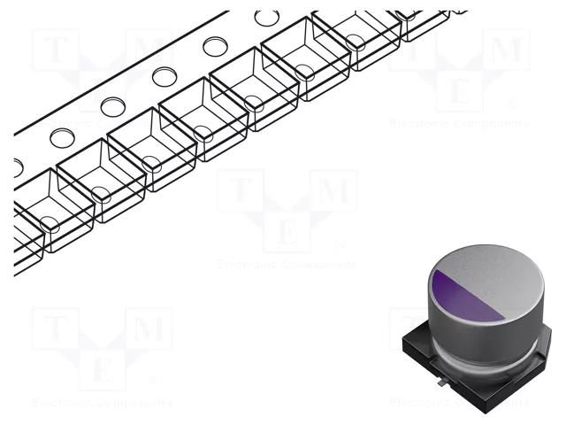 Capacitor: polymer; 100uF; 25VDC; SMD; ESR: 30mΩ; APZ; 2.4A; 20% KYOCERA AVX APZ0609101M025R