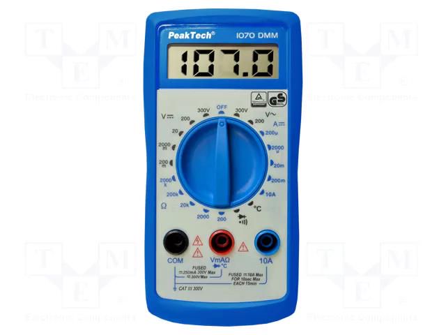 Digital multimeter; LCD; 3,5 digit (2000); VAC: 200V,300V PEAKTECH PKT-P1070