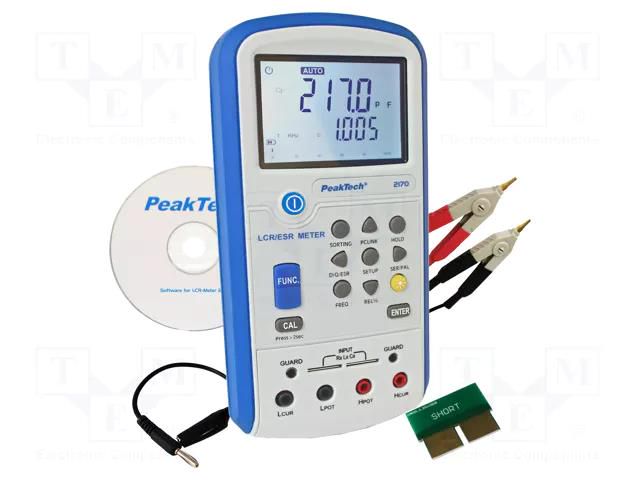 LCR meter; LCD; 4,5 digit (20000); 200pF÷20mF; 0.3%; Illumin: yes PEAKTECH PKT-P2170
