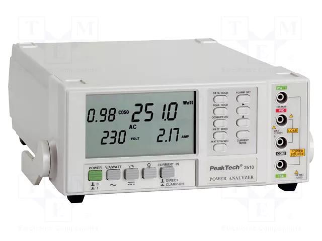 Meter: power analyzer; LCD; Interface: RS232; 10A; 600V PEAKTECH PKT-P2510