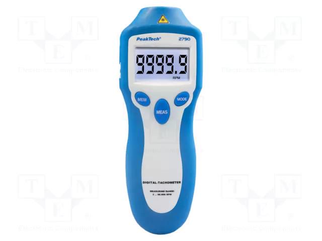 Tachometer; LCD; 5 digits; 2÷99999rpm; 0.05%; Resol: 0,1rpm PEAKTECH PKT-P2790