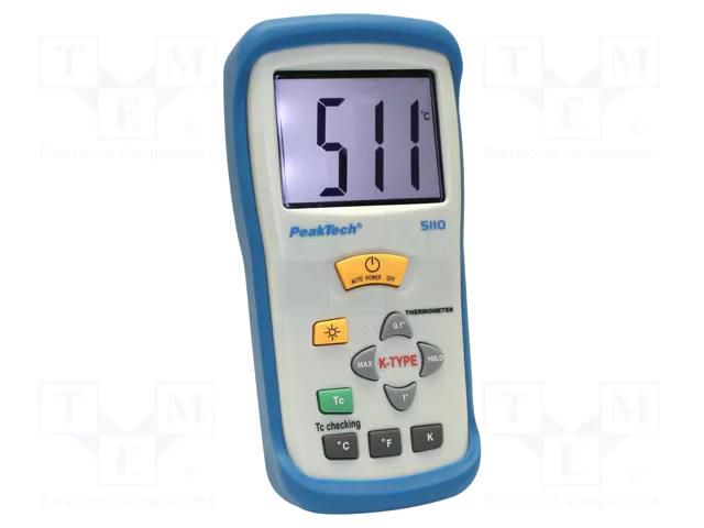 Meter: temperature; digital; LCD; 3,5 digit (1999); -50÷1300°C PEAKTECH PKT-P5110