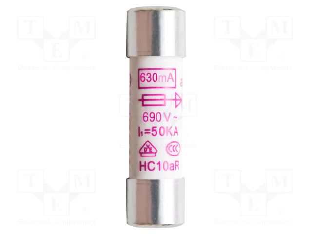 Fuse; 630mA; 690V; 10.3x38mm; 10pcs. PEAKTECH PKT-P7515