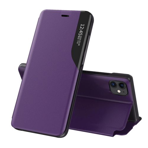 Eco Leather View Case elegant bookcase type case with kickstand for iPhone 13 mini purple, Hurtel 5907769334467 5907769334467