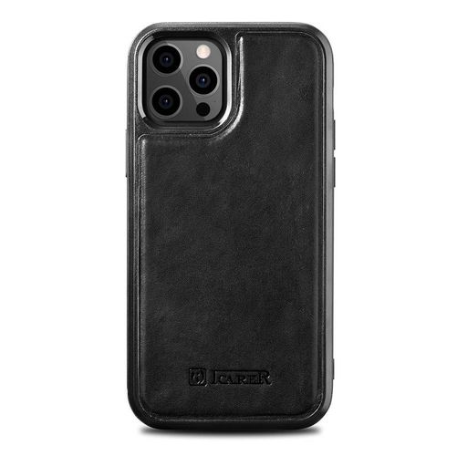 iCarer Leather Oil Wax case covered with natural leather for iPhone 12 Pro Max black (ALI1206-BK), iCarer 6958955876628