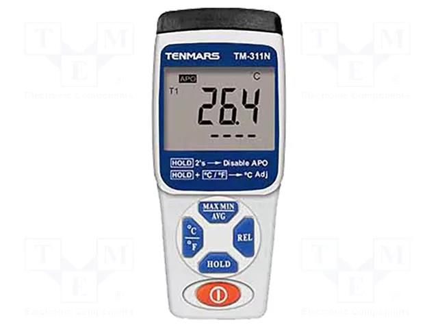 Meter: temperature; digital; LCD; 4 digit (9999); Sampling: 1x/s TENMARS TM-311N