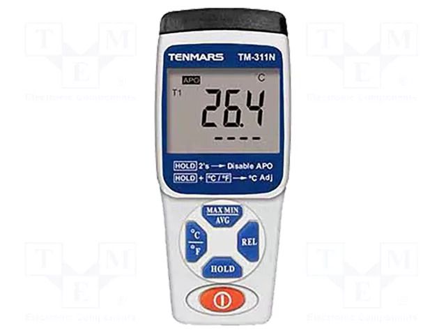 Meter: temperature; digital; LCD; 4 digit (9999); Sampling: 1x/s TENMARS TM-311N