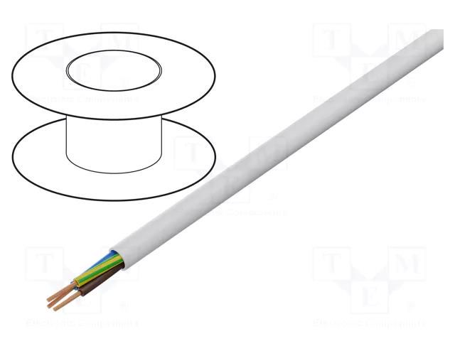 Wire; H03VV-F,OMY; 3x1.5mm2; round; stranded; Cu; PVC; white; 300V MANEX H03VV-F/3X1.50WH
