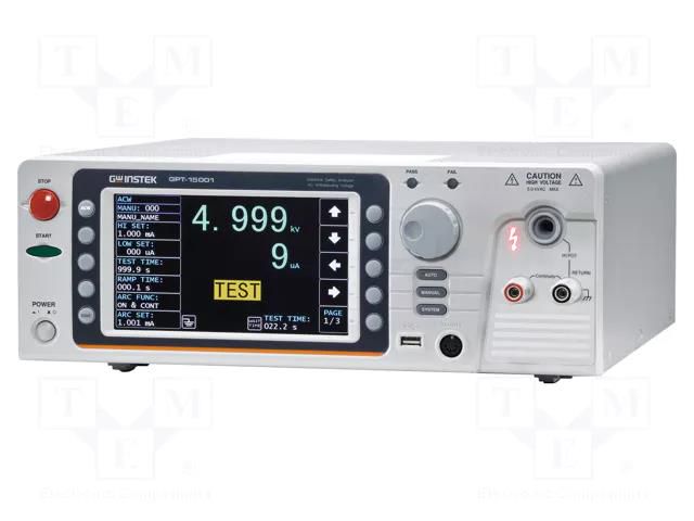 Safety tester; Insulation R range: 0.1MΩ÷10GΩ,20GΩ,50GΩ; 1kVA GW INSTEK GPT-15001