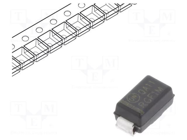 Diode: rectifying; SMD; 1kV; 1A; 500ns; SMA; Ufmax: 1.3V; Ifsm: 30A ONSEMI RGF1M