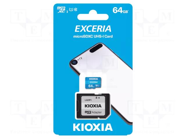 Memory card; Android; microSDXC; R: 100MB/s; Class 10 UHS U1; 64GB KIOXIA LMEX1L064GG2