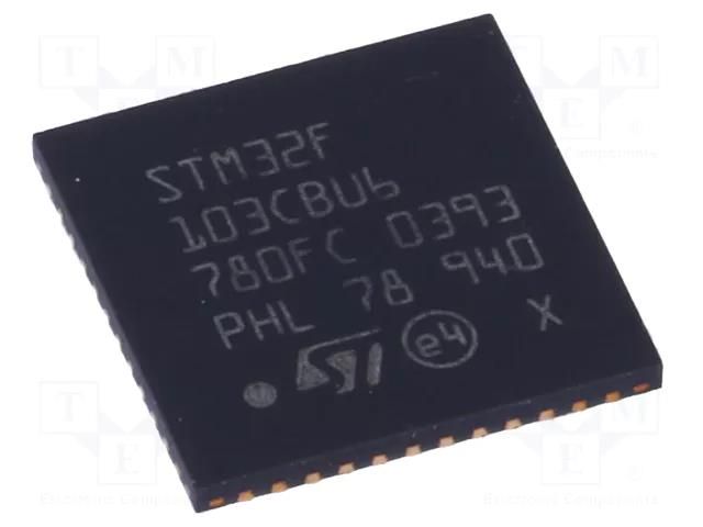 IC: STM32 ARM microcontroller; 72MHz; UFQFPN48; 2÷3.6VDC; STM32F1 STMicroelectronics STM32F103CBU6