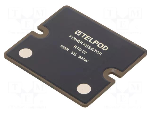 Resistor: thick film; screw; 100Ω; 300W; RTS; 2.5kV; 67x60x2mm TELPOD RTS-02-300-100R-1