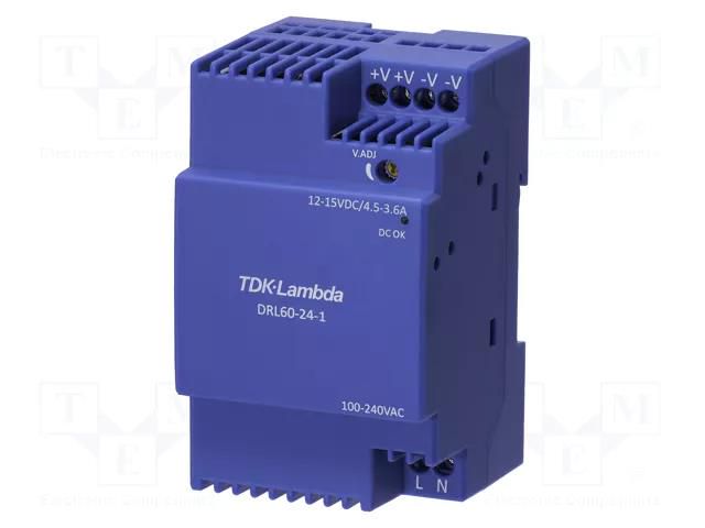 Power supply: switching; for DIN rail; 60W; 24VDC; 2.5A; 85÷264VAC TDK-LAMBDA DRL60-24-1