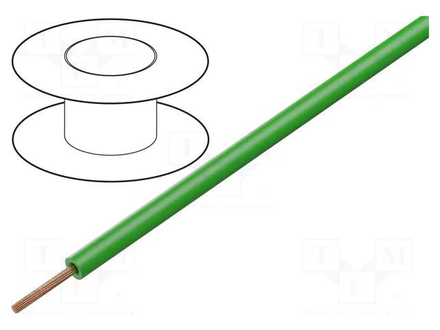 Wire; H05V-K,LgY; stranded; Cu; 1mm2; PVC; green; 300V,500V; 100m BQ CABLE LGY1.0-GR