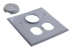 Double Gang Cable Pass Through Wall Plate with Dual Outlet Cover - White DR2G-GR10-W